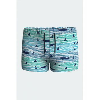 Pantaloni scurti de baie cu snur si imprimeu nautic
