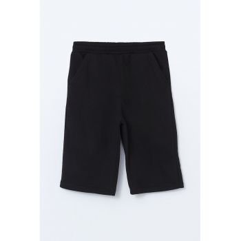 Pantaloni scurti uni din amestec de bumbac cu talie elastica