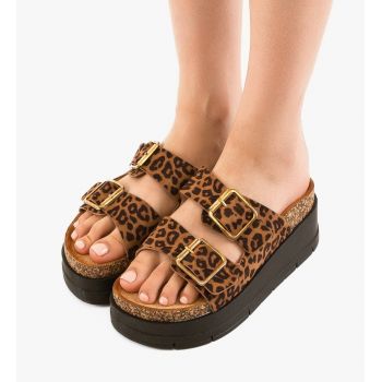 Papuci dama Olive Animal Print