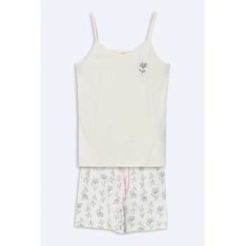 PIjama cu pantaloni scurti si model floral