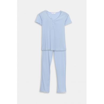 Pijama din amestec de modal cu decolteu in V