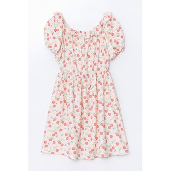 Rochie cu model - croiala in A si maneci bufante