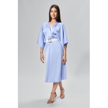 Rochie de ocazie in clos cu maneci supradimensionate Elwisia Bleu