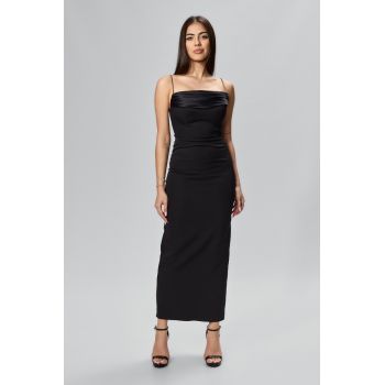 Rochie de ocazie premium cu bretele din strass-uri Lorrin Neagra