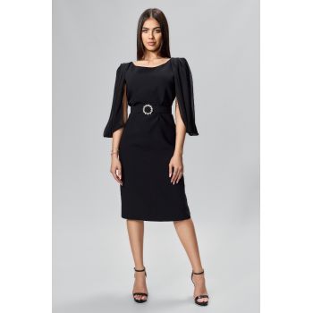 Rochie eleganta cu maneci din voal decupate Karim Neagra