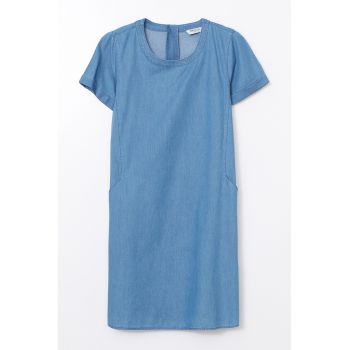 Rochie midi cu fermoar scurt pe partea din spate