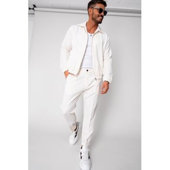 Set Caruso Stripes Jacheta cu fermoar si pantalon lung Off White 15617