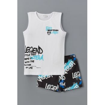 Set de pantaloni scurti de baie si top cu model