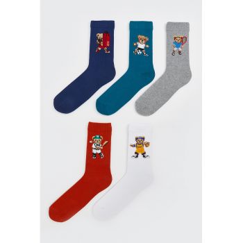 Set de sosete lungi cu model urs - 5 Perechi