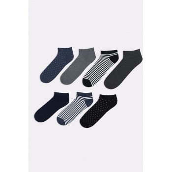 Set de sosete scurte din amestec de bumbac cu imprimeu - 5 perechi - Negru - Gri - Albastru -