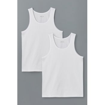 Set de top-uri din bumbac cu decolteu rotund - 2 Piese