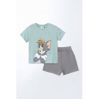 Set de tricou si pantaloni scurti cu imprimeu cu Tom&Jerry