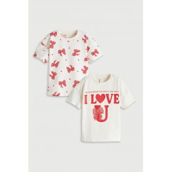 Set de tricouri din bumbac cu imprimeu - 2 piese