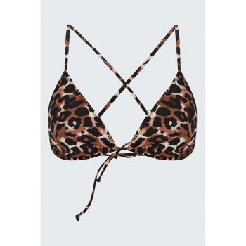 Sutien de baie cu cupe triunghiulare si animal print