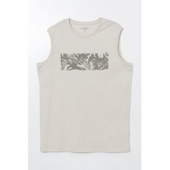 Top de bumbac cu imprimeu tropical