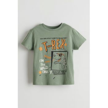 Tricou cu decolteu la baza gatului si imprimeu