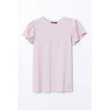 Tricou cu decolteu rotund si maneci evazate