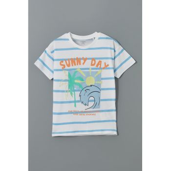 Tricou cu dungi si model grafic
