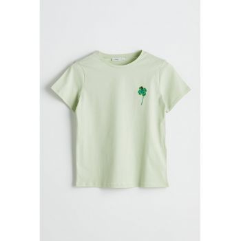 Tricou de bumbac cu broderie