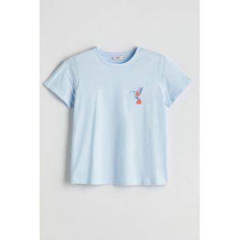Tricou de bumbac cu broderie