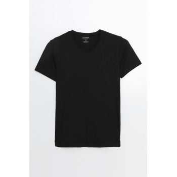 Tricou uni cu decolteu in V