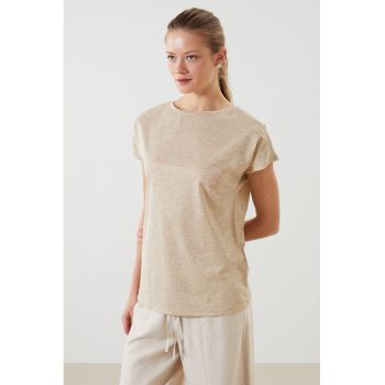 Tricou uni cu decolteu la baza gatului