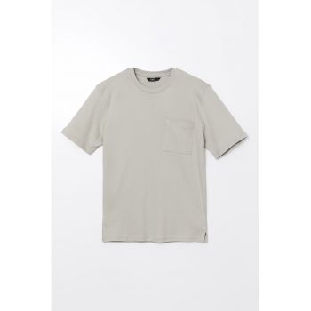 Tricou uni din bumbac cu buzunar aplicat pe piept