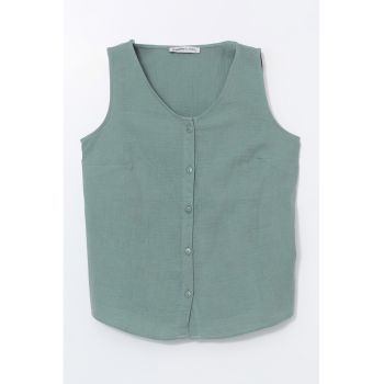 Bluza din bumbac cu decolteu rotund