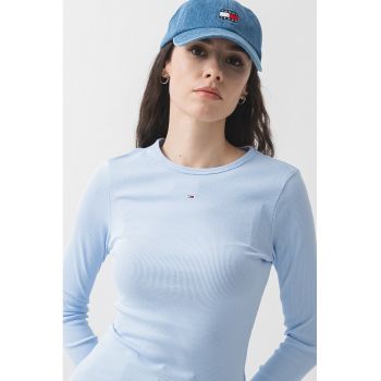 Bluza slim fit cu broderie logo discreta