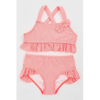 Costum de baie cu doua piese - dungi si volane