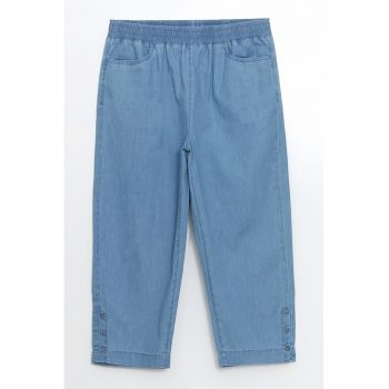 Pantaloni conici din material chambray