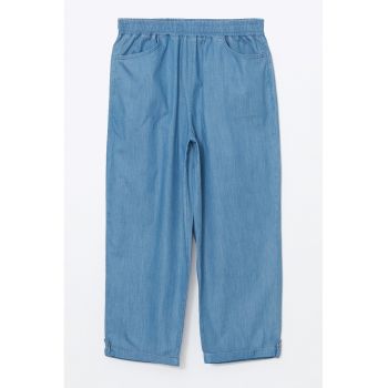 Pantaloni conici din material chambray