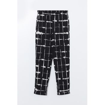 Pantaloni crop cu talie elastica