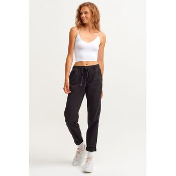 Pantaloni de lyocell si bumbac cu snur in talie