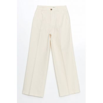 Pantaloni din amestec de in cu croiala ampla