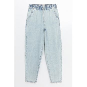 Pantaloni jogger cu aspect din denim