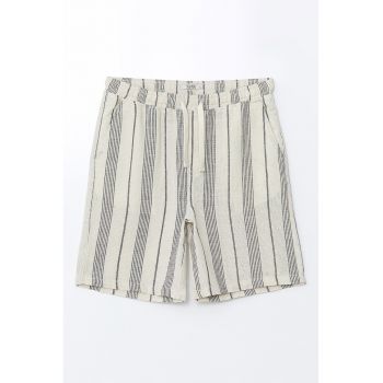 Pantaloni scurti cu dungi - snur si buzunare oblice