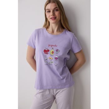 Pijama cu maneci scurte si imprimeu