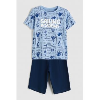 Pijama de bumbac cu maneci scurte
