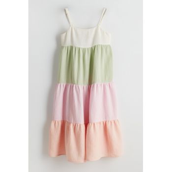 Rochie de bumbac fara maneci cu volane