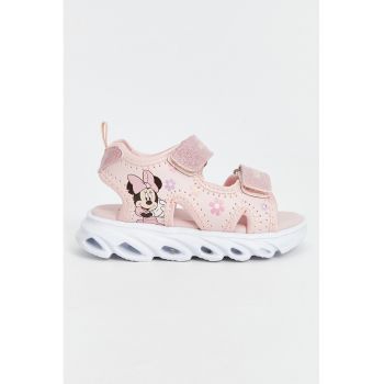 Sandale cu velcro - Minnie Mouse si model floral