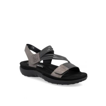 Sandale sportive de damă Rieker cu velcro în amestec negru 64870-42