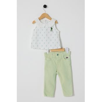 Set de blugi si tricou cu imprimeu - 2 Piese