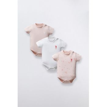 Set de body-uri cu maneci scurte si model - 3 Piese
