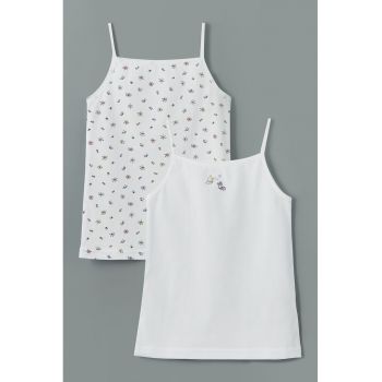 Set de top-uri de bumbac cu bretele subtiri - 2 piese
