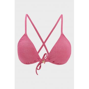 Sutien de baie cu aspect stralucitor si bretele incrucisate