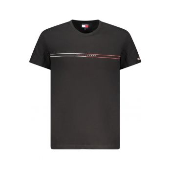Tricou barbati - cu imprimeu si mini logo pe maneca - Slim Fit