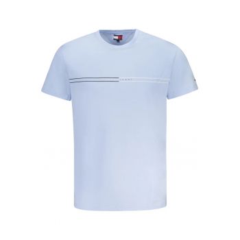 Tricou barbati - cu imprimeu si mini logo pe maneca - Slim Fit