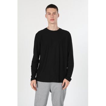Tricou Cu Maneca Lunga De Barbati Negru -Regular Fit