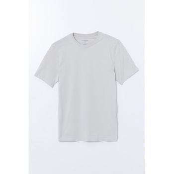 Tricou de bumbac cu decolteu rotund